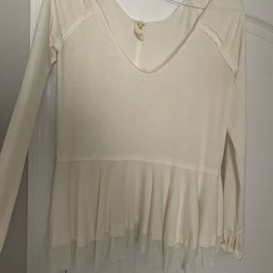Cream free people long sleeve top